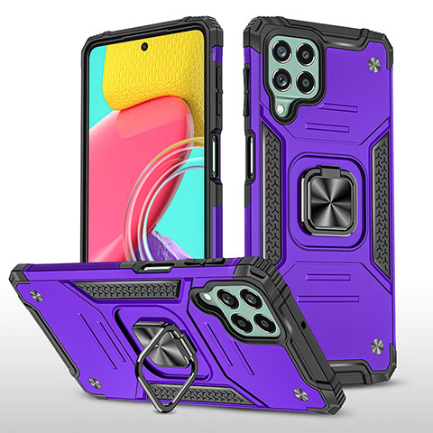 Funda Bumper Silicona y Plastico Mate Carcasa con Magnetico Anillo de dedo Soporte MQ1 para Samsung Galaxy M53 5G Morado