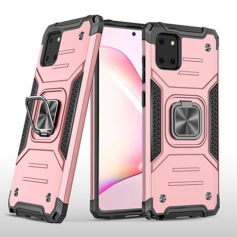 Funda Bumper Silicona y Plastico Mate Carcasa con Magnetico Anillo de dedo Soporte MQ1 para Samsung Galaxy M60s Oro Rosa