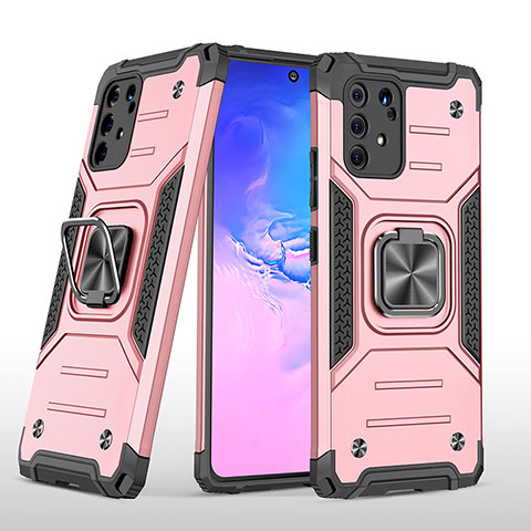 Funda Bumper Silicona y Plastico Mate Carcasa con Magnetico Anillo de dedo Soporte MQ1 para Samsung Galaxy M80S Oro Rosa