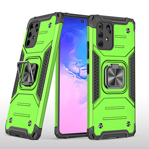 Funda Bumper Silicona y Plastico Mate Carcasa con Magnetico Anillo de dedo Soporte MQ1 para Samsung Galaxy M80S Verde