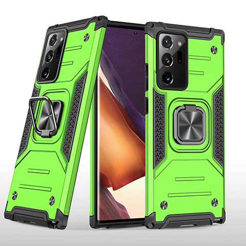 Funda Bumper Silicona y Plastico Mate Carcasa con Magnetico Anillo de dedo Soporte MQ1 para Samsung Galaxy Note 20 Ultra 5G Verde