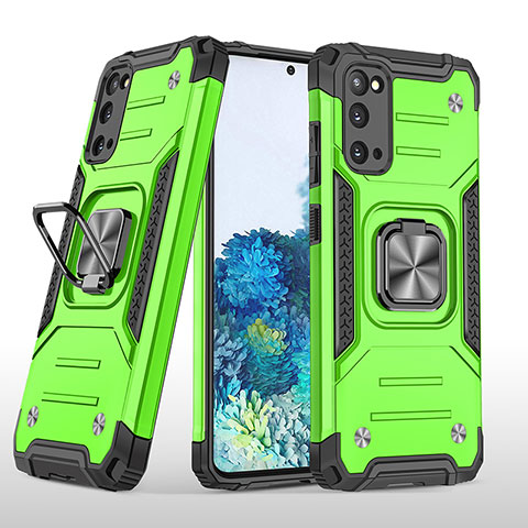 Funda Bumper Silicona y Plastico Mate Carcasa con Magnetico Anillo de dedo Soporte MQ1 para Samsung Galaxy S20 5G Verde