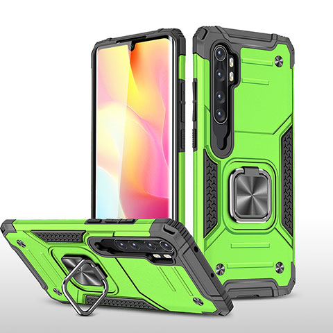 Funda Bumper Silicona y Plastico Mate Carcasa con Magnetico Anillo de dedo Soporte MQ1 para Xiaomi Mi Note 10 Lite Verde