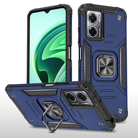 Funda Bumper Silicona y Plastico Mate Carcasa con Magnetico Anillo de dedo Soporte MQ1 para Xiaomi Redmi 10 Prime Plus 5G Azul