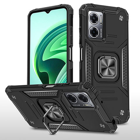 Funda Bumper Silicona y Plastico Mate Carcasa con Magnetico Anillo de dedo Soporte MQ1 para Xiaomi Redmi 10 Prime Plus 5G Negro