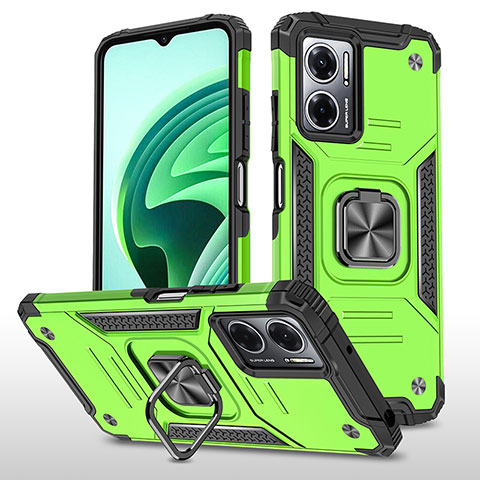 Funda Bumper Silicona y Plastico Mate Carcasa con Magnetico Anillo de dedo Soporte MQ1 para Xiaomi Redmi 10 Prime Plus 5G Verde