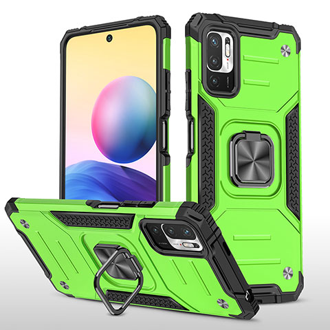 Funda Bumper Silicona y Plastico Mate Carcasa con Magnetico Anillo de dedo Soporte MQ1 para Xiaomi Redmi Note 11 SE 5G Verde