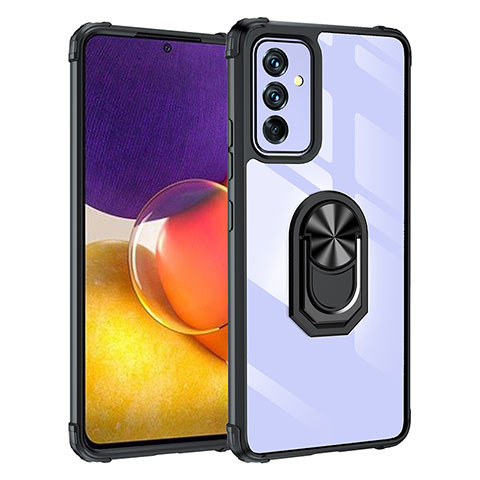 Funda Bumper Silicona y Plastico Mate Carcasa con Magnetico Anillo de dedo Soporte MQ2 para Samsung Galaxy A54 5G Negro