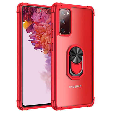 Funda Bumper Silicona y Plastico Mate Carcasa con Magnetico Anillo de dedo Soporte MQ2 para Samsung Galaxy S20 FE 5G Rojo