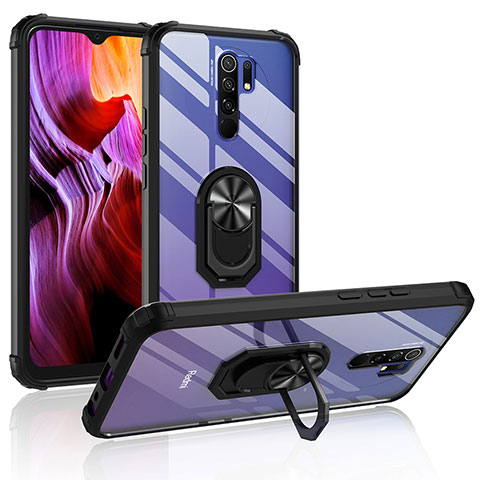 Funda Bumper Silicona y Plastico Mate Carcasa con Magnetico Anillo de dedo Soporte MQ2 para Xiaomi Poco M2 Negro