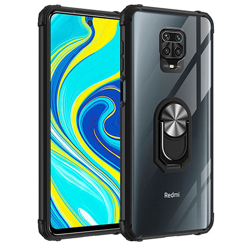 Funda Bumper Silicona y Plastico Mate Carcasa con Magnetico Anillo de dedo Soporte MQ2 para Xiaomi Redmi Note 9S Plata y Negro