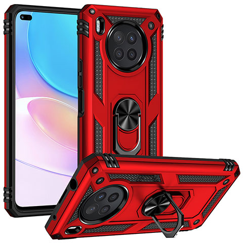 Funda Bumper Silicona y Plastico Mate Carcasa con Magnetico Anillo de dedo Soporte MQ3 para Huawei Honor 50 Lite Rojo