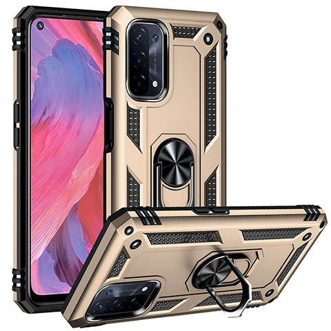 Funda Bumper Silicona y Plastico Mate Carcasa con Magnetico Anillo de dedo Soporte MQ3 para OnePlus Nord N200 5G Oro