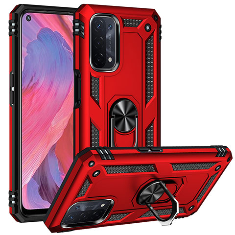 Funda Bumper Silicona y Plastico Mate Carcasa con Magnetico Anillo de dedo Soporte MQ3 para OnePlus Nord N200 5G Rojo