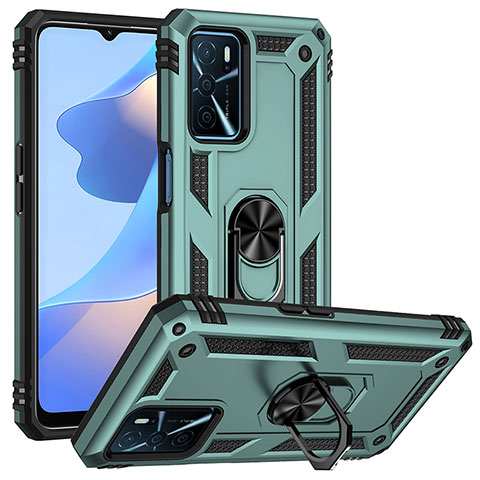 Funda Bumper Silicona y Plastico Mate Carcasa con Magnetico Anillo de dedo Soporte MQ3 para Oppo A16 Verde