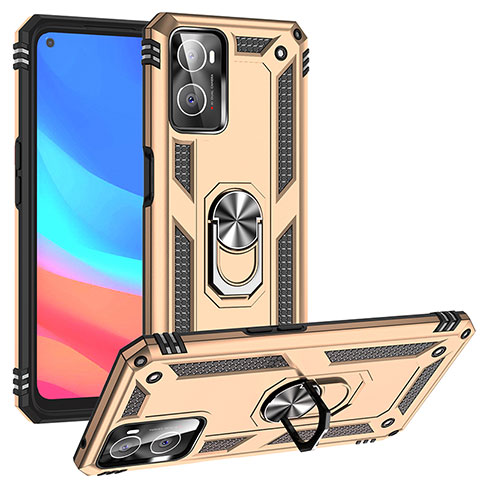 Funda Bumper Silicona y Plastico Mate Carcasa con Magnetico Anillo de dedo Soporte MQ3 para Oppo A36 Oro