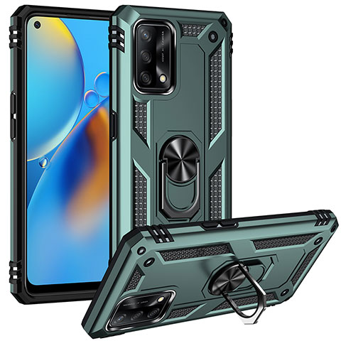 Funda Bumper Silicona y Plastico Mate Carcasa con Magnetico Anillo de dedo Soporte MQ3 para Oppo F19 Verde