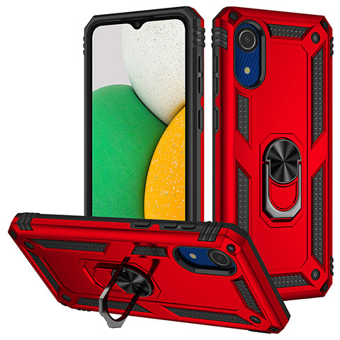 Funda Bumper Silicona y Plastico Mate Carcasa con Magnetico Anillo de dedo Soporte MQ3 para Samsung Galaxy A03 Core Rojo