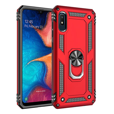 Funda Bumper Silicona y Plastico Mate Carcasa con Magnetico Anillo de dedo Soporte MQ3 para Samsung Galaxy A10e Rojo