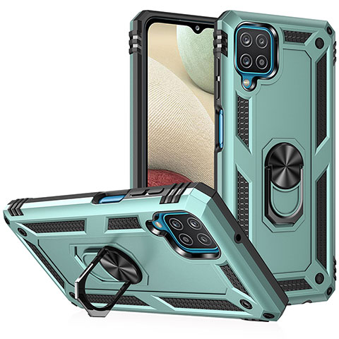 Funda Bumper Silicona y Plastico Mate Carcasa con Magnetico Anillo de dedo Soporte MQ3 para Samsung Galaxy A12 5G Verde