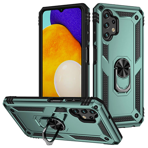 Funda Bumper Silicona y Plastico Mate Carcasa con Magnetico Anillo de dedo Soporte MQ3 para Samsung Galaxy A13 4G Verde