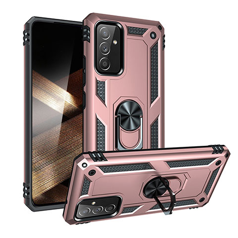 Funda Bumper Silicona y Plastico Mate Carcasa con Magnetico Anillo de dedo Soporte MQ3 para Samsung Galaxy A15 4G Oro Rosa