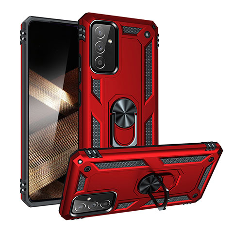 Funda Bumper Silicona y Plastico Mate Carcasa con Magnetico Anillo de dedo Soporte MQ3 para Samsung Galaxy A15 4G Rojo