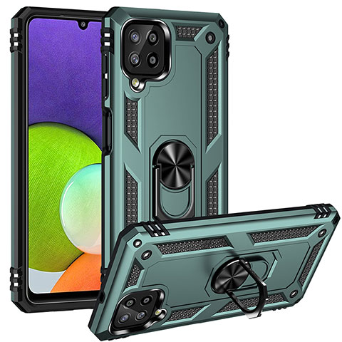 Funda Bumper Silicona y Plastico Mate Carcasa con Magnetico Anillo de dedo Soporte MQ3 para Samsung Galaxy A22 4G Verde