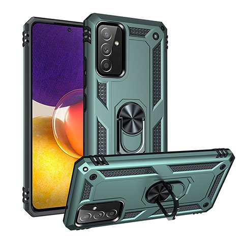 Funda Bumper Silicona y Plastico Mate Carcasa con Magnetico Anillo de dedo Soporte MQ3 para Samsung Galaxy A25 5G Verde