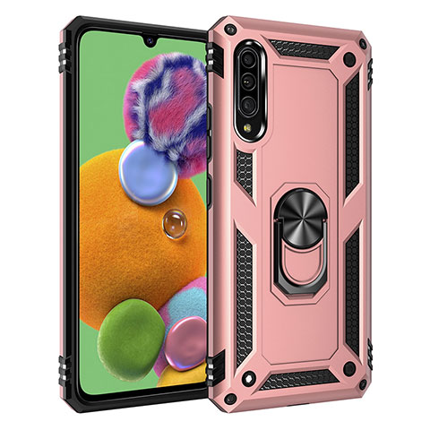 Funda Bumper Silicona y Plastico Mate Carcasa con Magnetico Anillo de dedo Soporte MQ3 para Samsung Galaxy A90 5G Verde