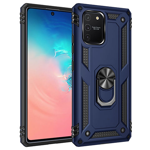 Funda Bumper Silicona y Plastico Mate Carcasa con Magnetico Anillo de dedo Soporte MQ3 para Samsung Galaxy M80S Azul