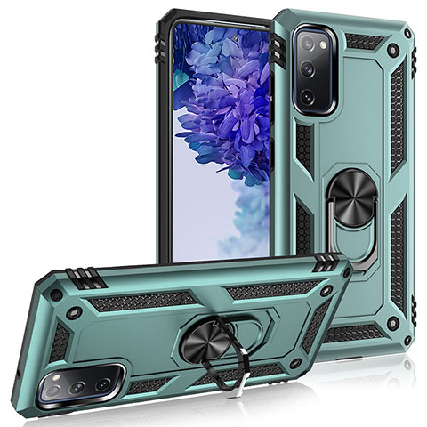 Funda Bumper Silicona y Plastico Mate Carcasa con Magnetico Anillo de dedo Soporte MQ3 para Samsung Galaxy S20 FE 5G Verde