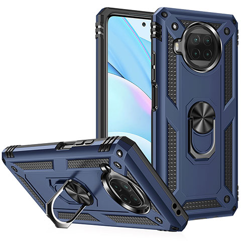 Funda Bumper Silicona y Plastico Mate Carcasa con Magnetico Anillo de dedo Soporte MQ3 para Xiaomi Mi 10i 5G Azul