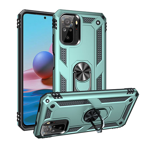 Funda Bumper Silicona y Plastico Mate Carcasa con Magnetico Anillo de dedo Soporte MQ3 para Xiaomi Poco M5S Verde