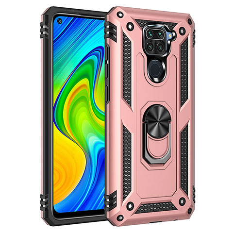 Funda Bumper Silicona y Plastico Mate Carcasa con Magnetico Anillo de dedo Soporte MQ3 para Xiaomi Redmi 10X 4G Oro Rosa