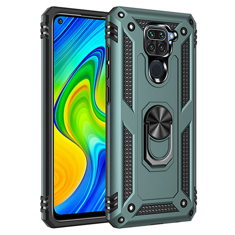 Funda Bumper Silicona y Plastico Mate Carcasa con Magnetico Anillo de dedo Soporte MQ3 para Xiaomi Redmi 10X 4G Verde