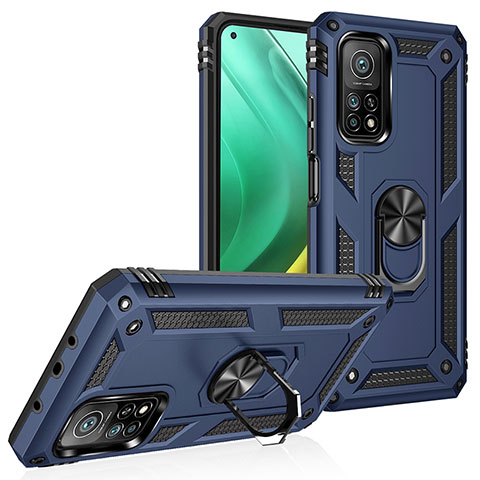 Funda Bumper Silicona y Plastico Mate Carcasa con Magnetico Anillo de dedo Soporte MQ3 para Xiaomi Redmi K30S 5G Azul