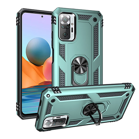 Funda Bumper Silicona y Plastico Mate Carcasa con Magnetico Anillo de dedo Soporte MQ3 para Xiaomi Redmi Note 10 Pro Max Verde