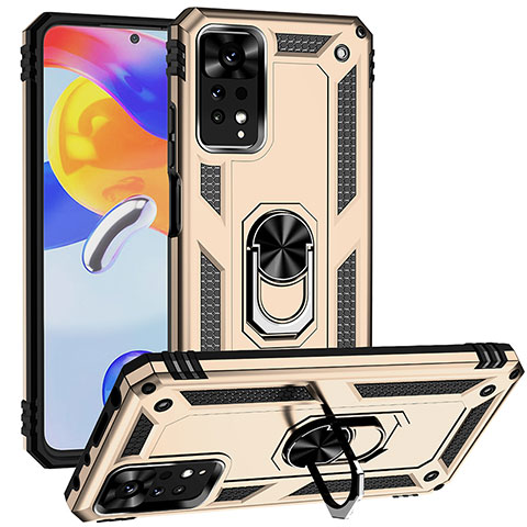 Funda Bumper Silicona y Plastico Mate Carcasa con Magnetico Anillo de dedo Soporte MQ3 para Xiaomi Redmi Note 12 Pro 4G Oro