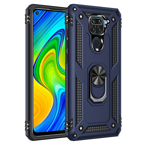 Funda Bumper Silicona y Plastico Mate Carcasa con Magnetico Anillo de dedo Soporte MQ3 para Xiaomi Redmi Note 9 Azul