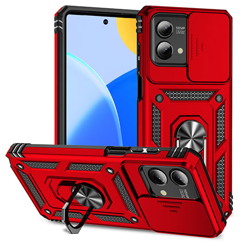 Funda Bumper Silicona y Plastico Mate Carcasa con Magnetico Anillo de dedo Soporte MQ4 para Motorola Moto G Stylus (2023) 4G Rojo