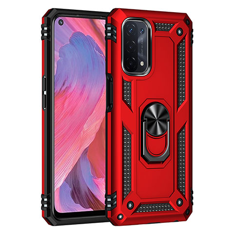 Funda Bumper Silicona y Plastico Mate Carcasa con Magnetico Anillo de dedo Soporte MQ4 para Oppo A54 5G Rojo