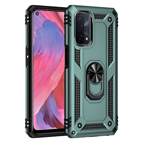 Funda Bumper Silicona y Plastico Mate Carcasa con Magnetico Anillo de dedo Soporte MQ4 para Oppo A54 5G Verde