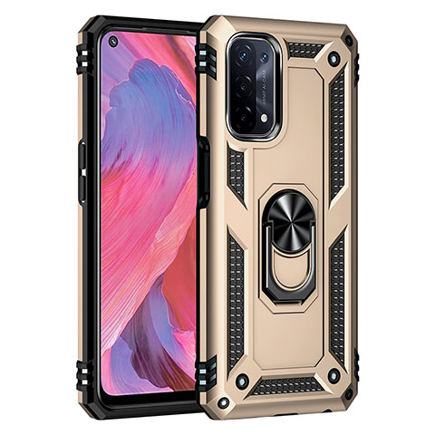 Funda Bumper Silicona y Plastico Mate Carcasa con Magnetico Anillo de dedo Soporte MQ4 para Oppo A93 5G Oro