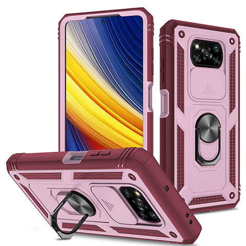 Funda Bumper Silicona y Plastico Mate Carcasa con Magnetico Anillo de dedo Soporte MQ4 para Xiaomi Poco X3 NFC Multicolor