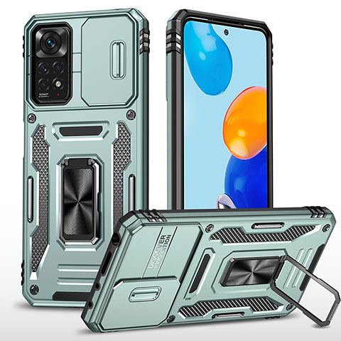 Funda Bumper Silicona y Plastico Mate Carcasa con Magnetico Anillo de dedo Soporte MQ4 para Xiaomi Redmi Note 12 Pro 4G Menta Verde