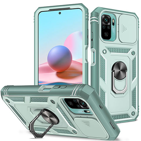 Funda Bumper Silicona y Plastico Mate Carcasa con Magnetico Anillo de dedo Soporte MQ5 para Xiaomi Redmi Note 11 SE India 4G Azul Claro