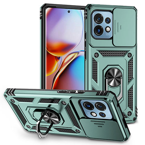 Funda Bumper Silicona y Plastico Mate Carcasa con Magnetico Anillo de dedo Soporte MQ6 para Motorola Moto Edge 40 Pro 5G Verde