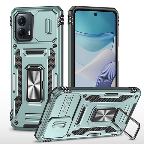 Funda Bumper Silicona y Plastico Mate Carcasa con Magnetico Anillo de dedo Soporte MQ6 para Motorola Moto G53j 5G Menta Verde