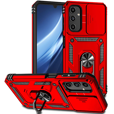 Funda Bumper Silicona y Plastico Mate Carcasa con Magnetico Anillo de dedo Soporte MQ6 para Samsung Galaxy A24 4G Rojo